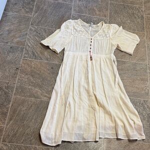 Odille Cream Dress with Embroidered Details